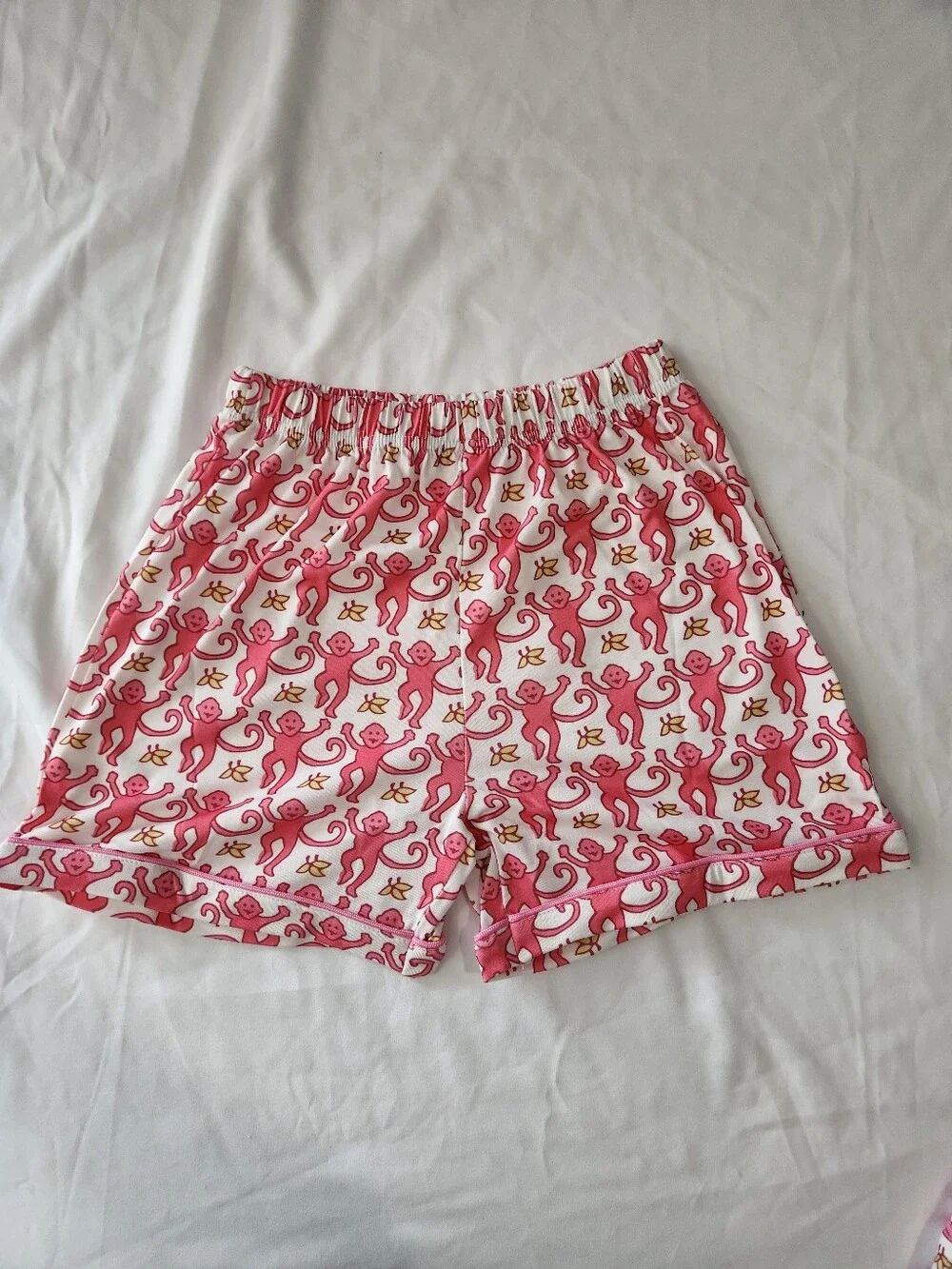 Girls Size 10 Years Pink Monkey Print Short Sleeve Lightweight Pajama Set